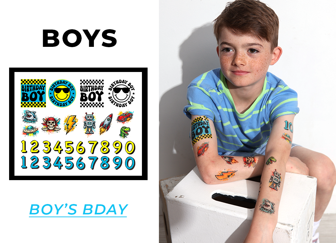 Temporary Tattoo Birthday Party Ideas for Boys