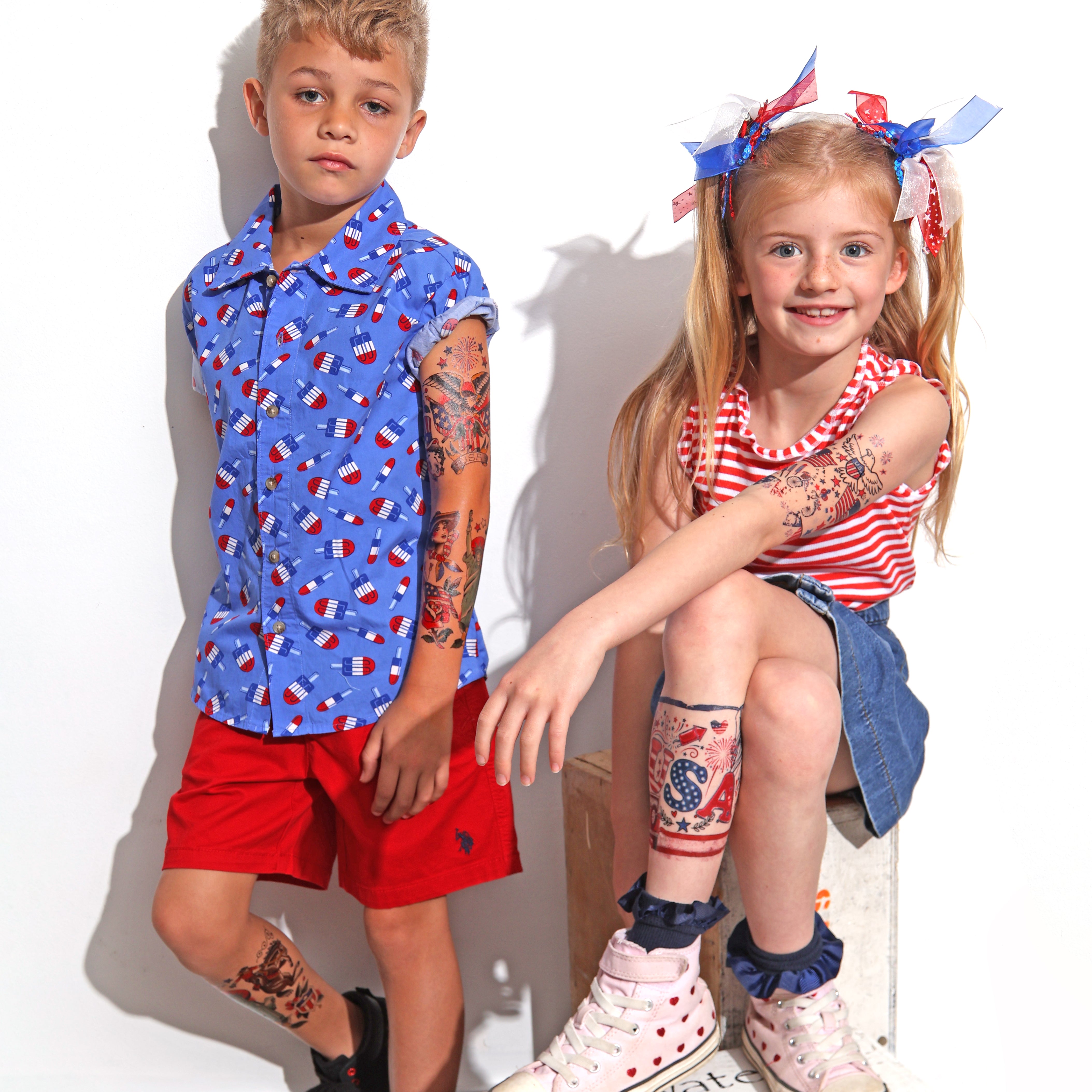 All American Full Sleeve Temporary Tattoo Bundle - Temporary Kids Tattoo Sleeve - full sleeve temporary tattoo for kids
