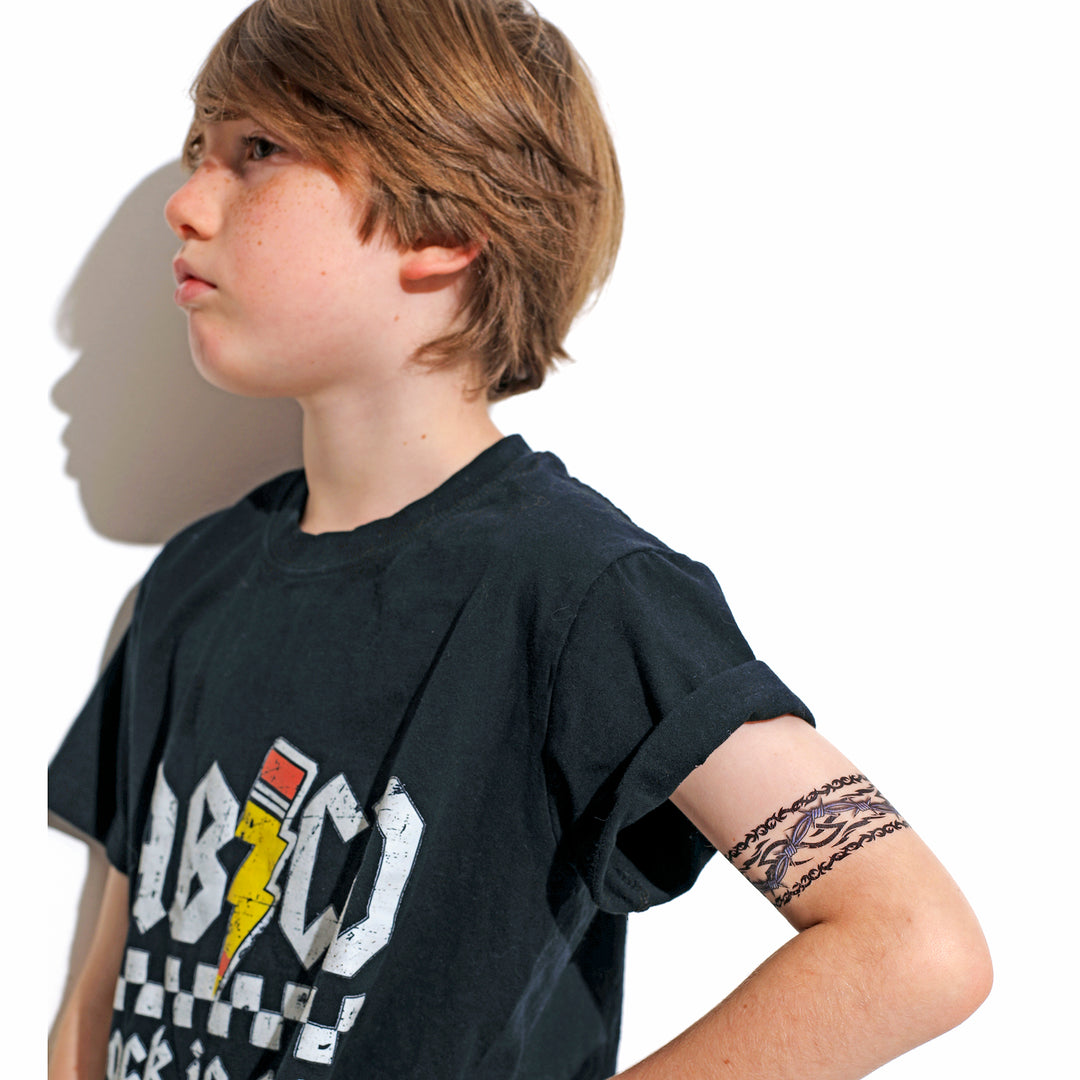 Bad Boy Band Tattoo Band - barbed wire boy old school tattoo arm band temporary tattoo band traditional tribal full sleeve temporary tattoo for kids