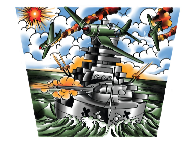 Battle Stations Full Sleeve Tattoo - Temporary Kids Tattoo Sleeve - Airplane Army bomber full sleeve Military neo-traditional temporary tattoo Toby Gawler full sleeve temporary tattoo for kids