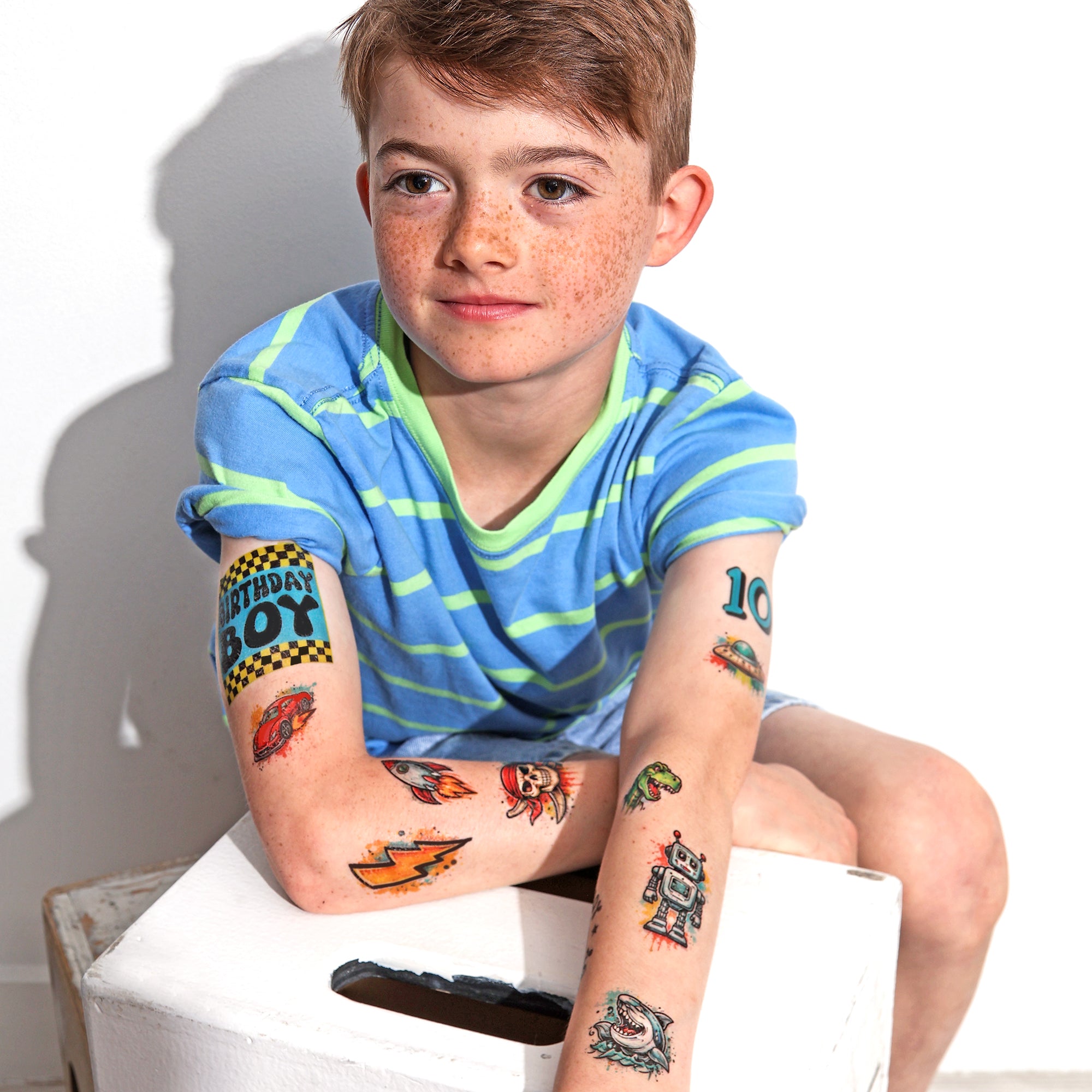 Birthday Boy Tattoo Sheet - Temporary Kids Tattoo Sheet - birthday party tattoos Kids temporary tattoo kids temporary tattoos party party favor party favors full sleeve temporary tattoo for kids