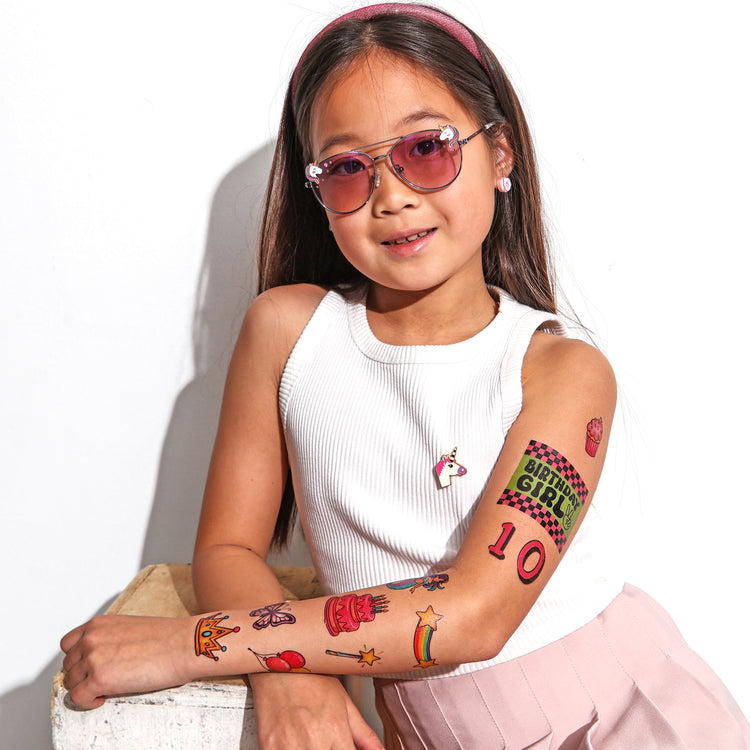 Birthday Girl Tattoo Sheet - Temporary Kids Tattoo Band - birthday party tattoos girl girls Kids temporary tattoo kids temporary tattoos tattoo sleeve for kids full sleeve temporary tattoo for kids