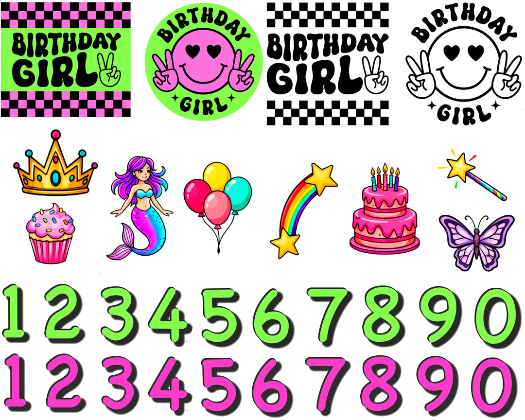 Birthday Girl Tattoo Sheet - Temporary Kids Tattoo Band - birthday party tattoos girl girls Kids temporary tattoo kids temporary tattoos tattoo sleeve for kids full sleeve temporary tattoo for kids