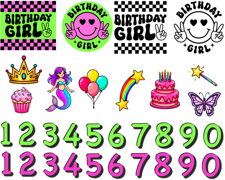 Birthday Girl Tattoo Sheet - Temporary Kids Tattoo Band - birthday party tattoos girl girls Kids temporary tattoo kids temporary tattoos tattoo sleeve for kids full sleeve temporary tattoo for kids