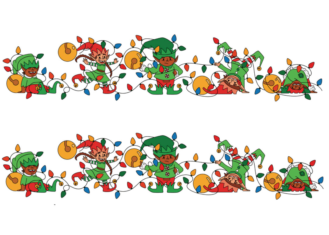 Elfed Up Tattoo Band - Christmas Christmas Tree elf elves holiday holiday lights jolly string lights temporary tattoo band full sleeve temporary tattoo for kids