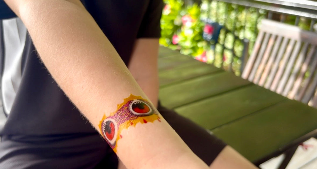 Eye-Scream Tattoo Band - band eyeballs Halloween scary temporary tattoo band full sleeve temporary tattoo for kids