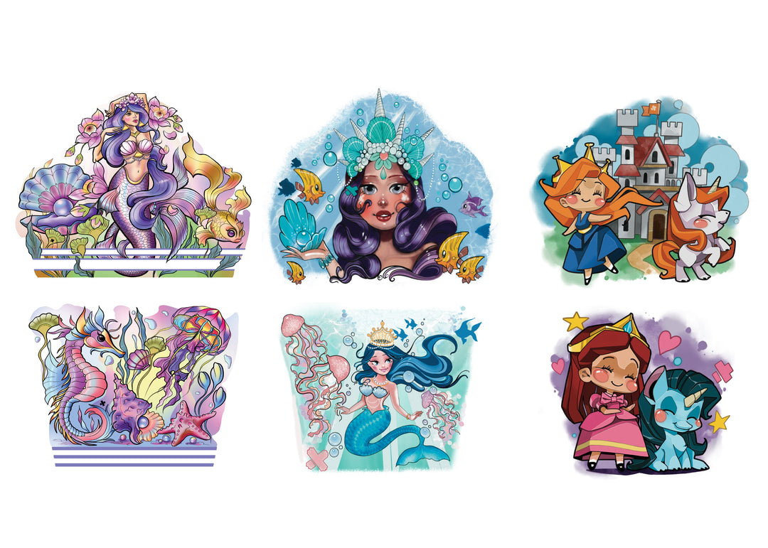 Fantasy Friends Full Sleeve Tattoo Bundle - Temporary Kids Tattoo Sleeve - bundle fantasy half sleeve Kids temporary tattoo kids temporary tattoos little mermaid lower sleeve Mermaid mermaids princess sleeves tattoo sleeve for kids temporary tattoo temporary tattoo band temporary tattoo sleeve unicorn Unicorns upper sleeve full sleeve temporary tattoo for kids