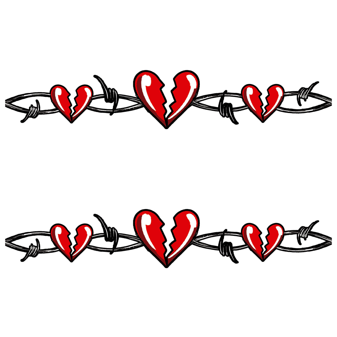 Heartbreaker - band barbed wire boy heartbreaker Hearts temporary tattoo band Valentine Valentine tattoo band valentine's day full sleeve temporary tattoo for kids
