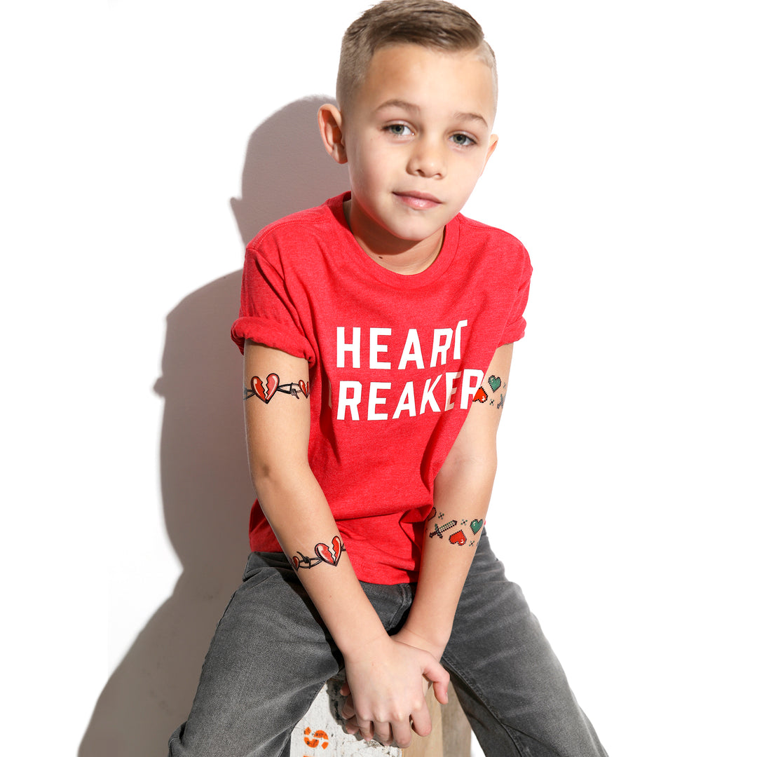 Heartbreaker - band barbed wire boy heartbreaker Hearts temporary tattoo band Valentine Valentine tattoo band valentine's day full sleeve temporary tattoo for kids
