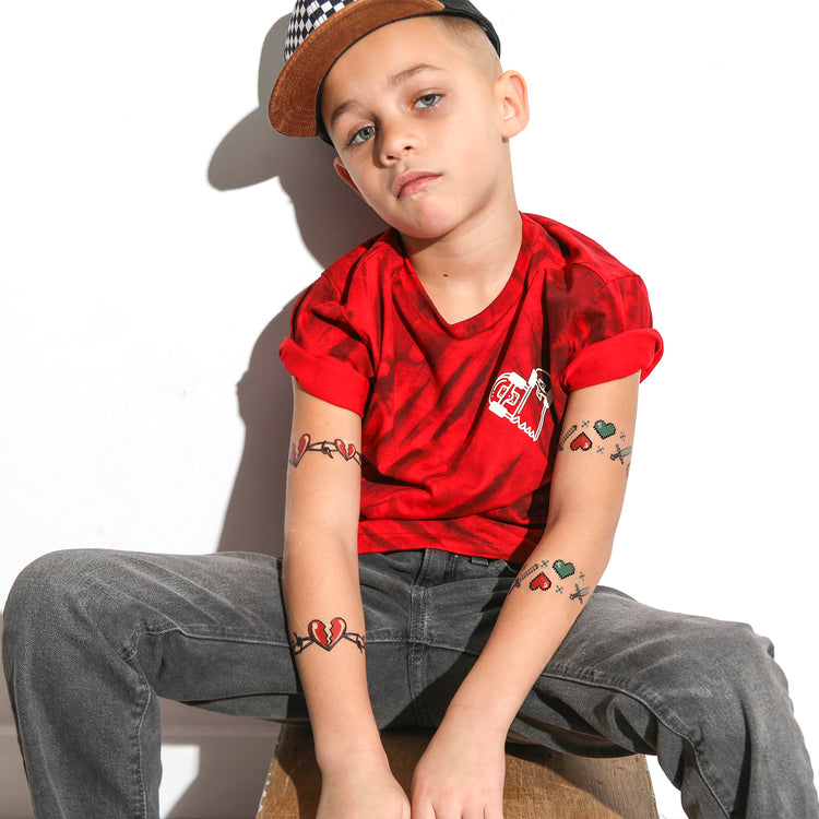 Heartcraft - minecraft minecraft hearts minecraft swords pixel hearts pixelated hearts pixels swords temporary tattoo temporary tattoo band Valentine valentine's day full sleeve temporary tattoo for kids