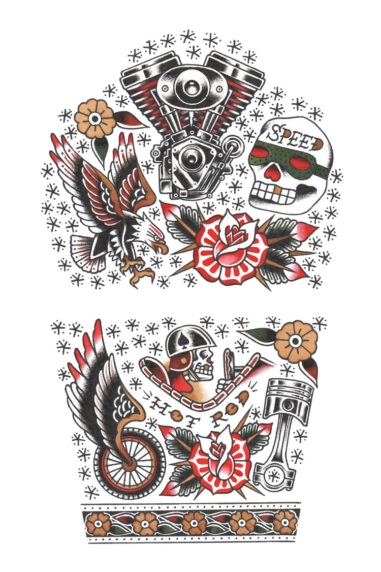 Born to Ride - full sleeve temporary tattoo for kids