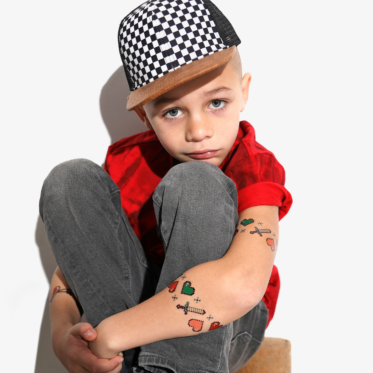 Heartcraft - minecraft minecraft hearts minecraft swords pixel hearts pixelated hearts pixels swords temporary tattoo temporary tattoo band Valentine valentine's day full sleeve temporary tattoo for kids