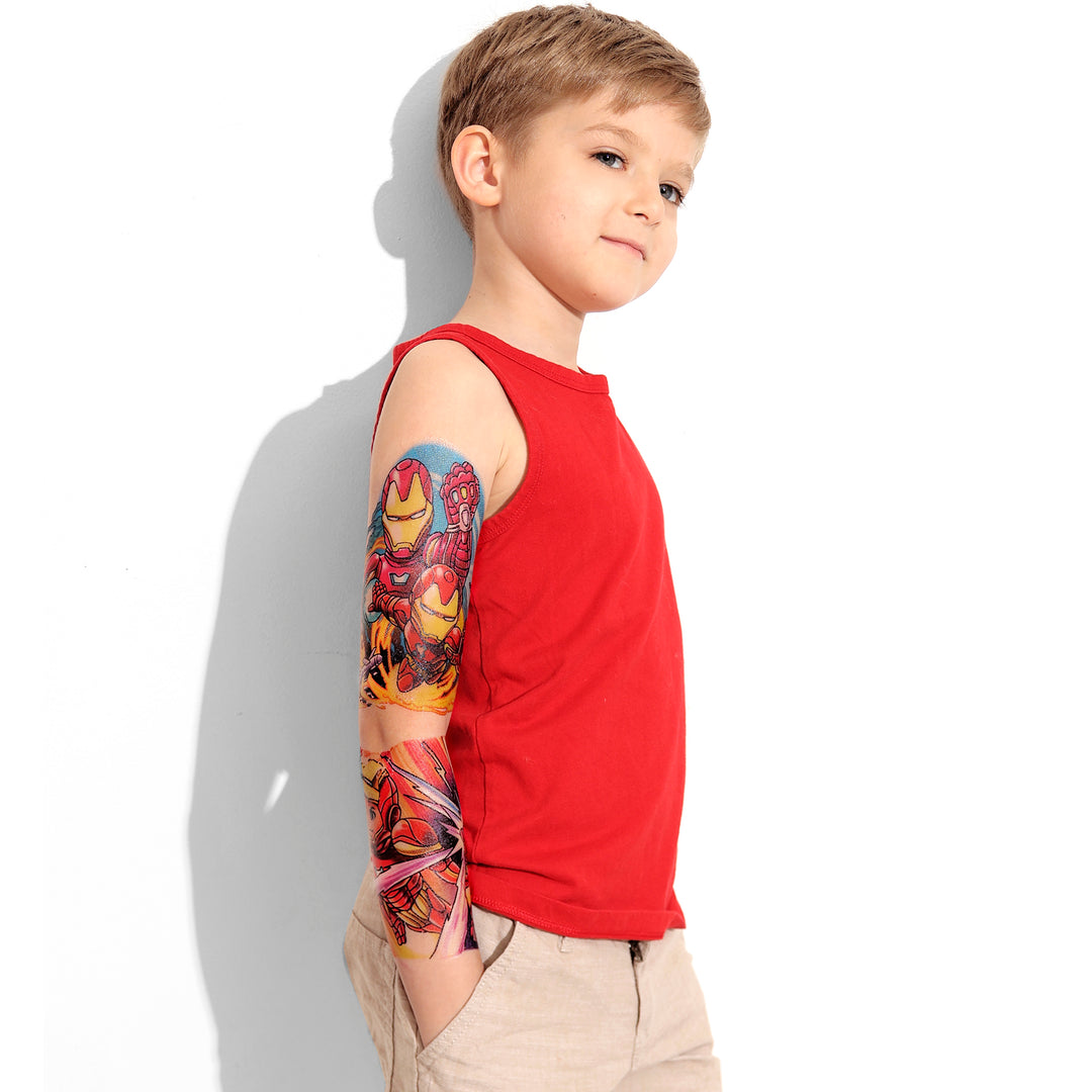 Iron-Ray Full Sleeve Tattoo - boy full sleeve Iron Man Marvel pop art super superhero temporary tattoo full sleeve temporary tattoo for kids