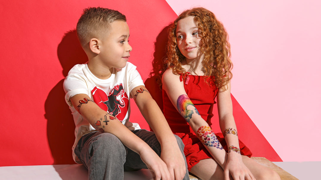 Be My Valentine - bundle classroom valentines full sleeve Heartbreaker Heartcraft kids Valentine gift non-candy valentine Rainbow Crush Sweetheart temporary tattoo Valentine valentine's day Valentine's Day gift full sleeve temporary tattoo for kids