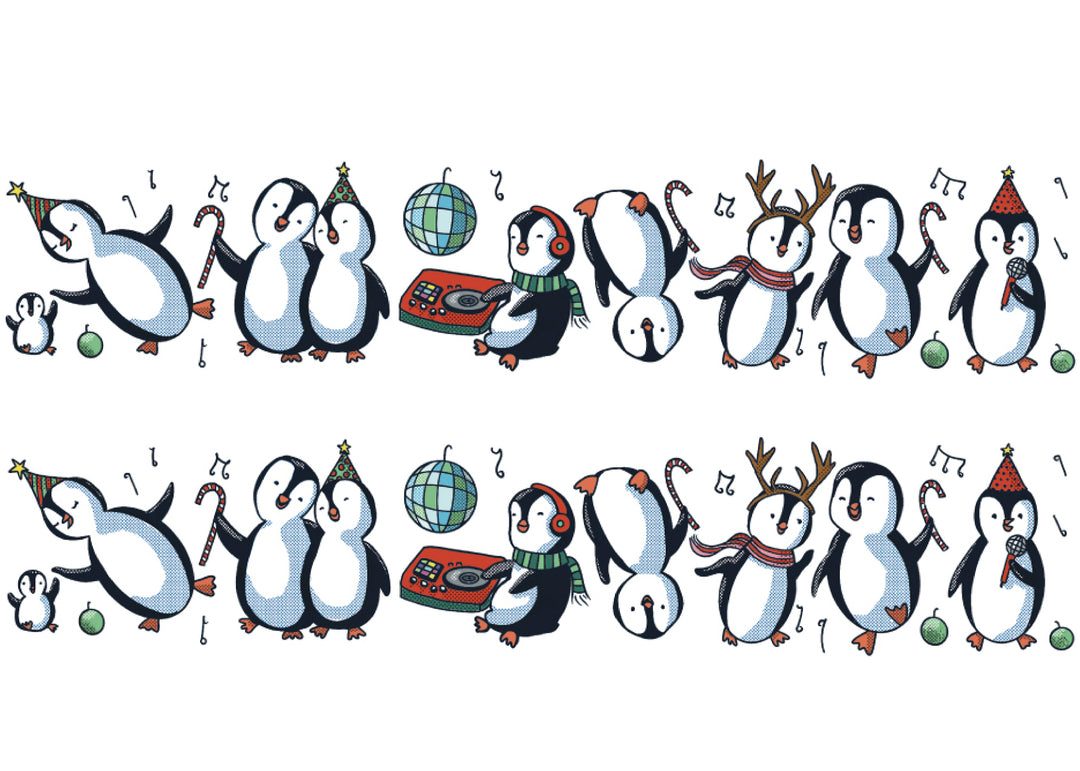 Party Penguins Tattoo Band - arm band boy Christmas dj girl girls holiday new year new year's New Year's Eve party party hat penguin penguins temporary tattoo temporary tattoo band writs band full sleeve temporary tattoo for kids