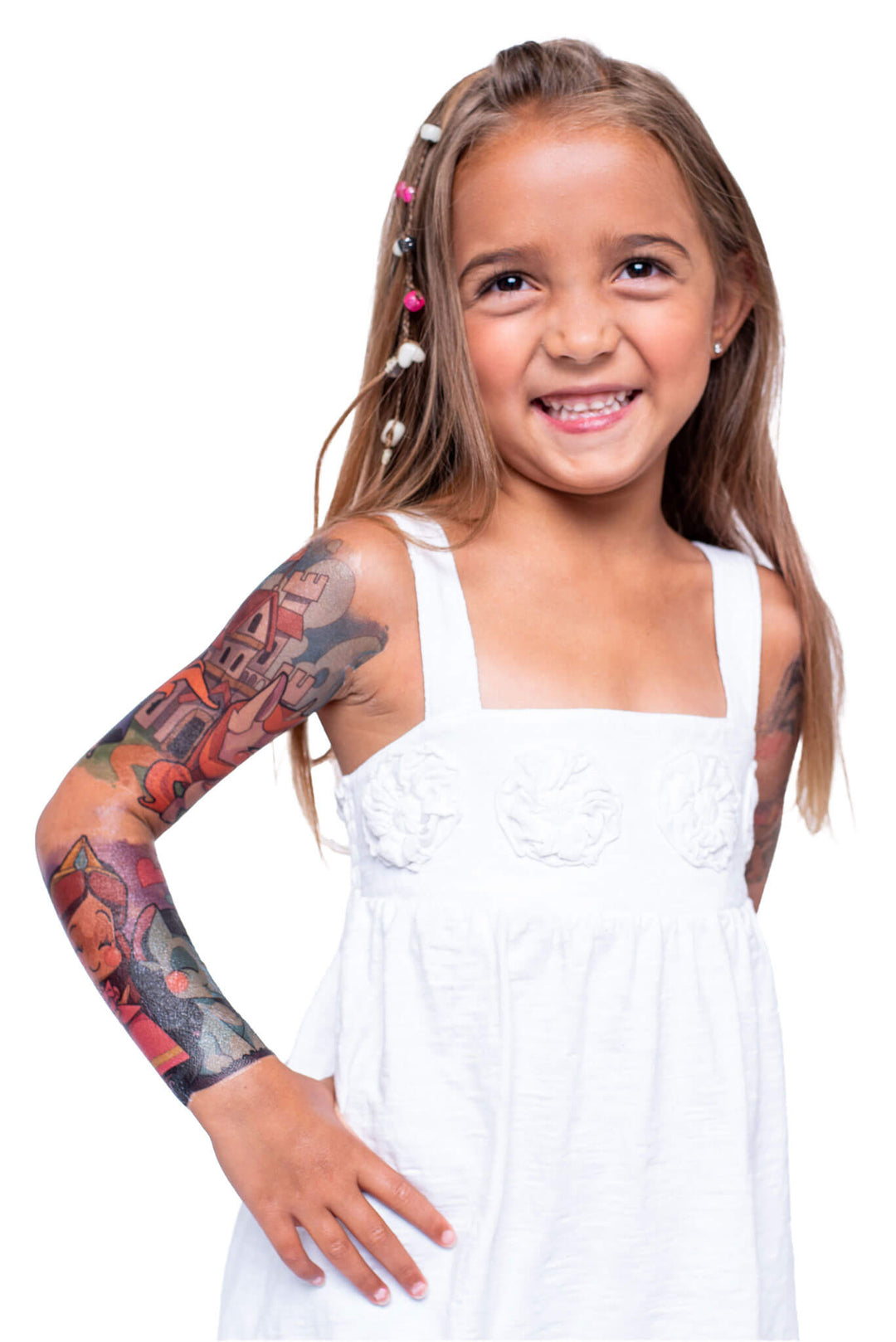 Princess Unicorn Full Sleeve Tattoo - blue castle cute fantasy full sleeve girl girls Girly Designs Heart Hearts pink princess purple star Uncl Paul unicorn Unicorns full sleeve temporary tattoo for kids