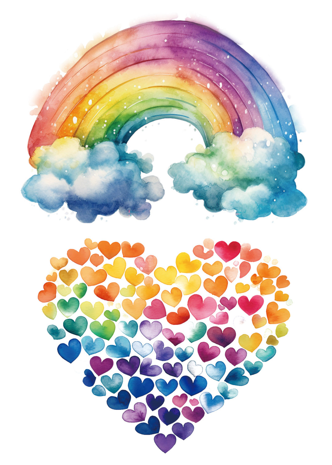 Rainbow Crush - full sleeve Heart Hearts Rainbow Rainbows temporary tattoo Valentine valentine's day full sleeve temporary tattoo for kids