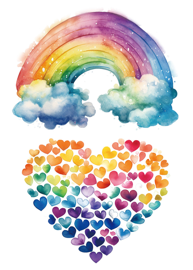 Rainbow Crush - full sleeve Heart Hearts Rainbow Rainbows temporary tattoo Valentine valentine's day full sleeve temporary tattoo for kids