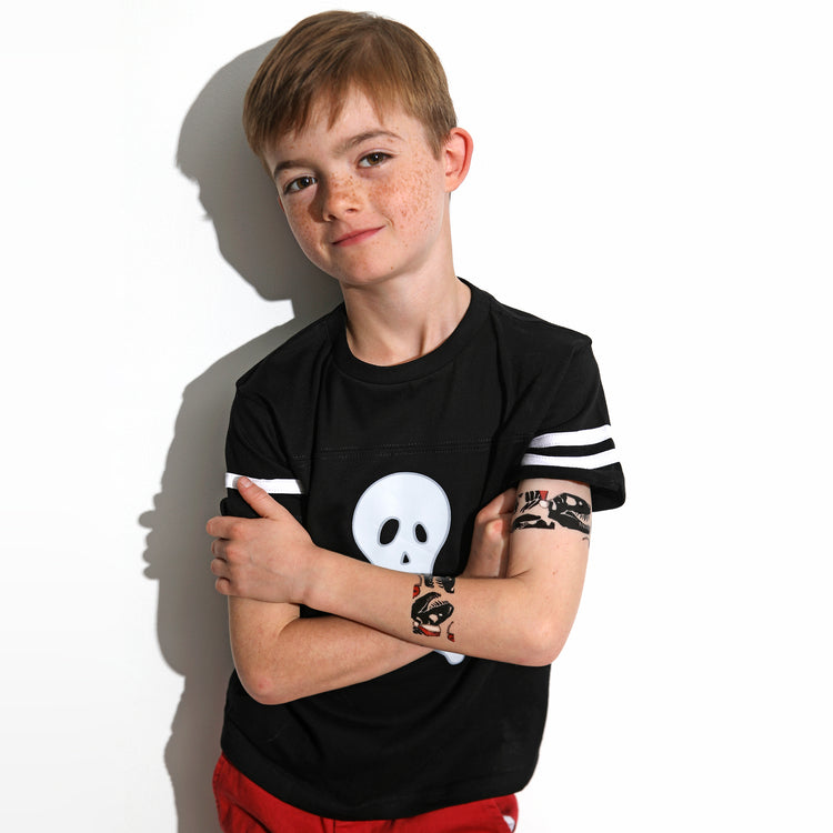 Santa Saurus Tattoo Band - band boy Christmas dino dinos dinosaur dinosaurs fossils holiday Santa Santa Claus Santa Clause santa hat temporary tattoo temporary tattoo band full sleeve temporary tattoo for kids