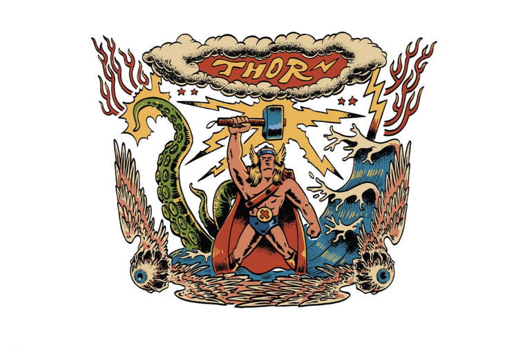 Thor - Limited Classic Edition Lower Arm Tattoo - boy Faire hammer lightning Live Ocean Octopus sea thor thunder full sleeve temporary tattoo for kids