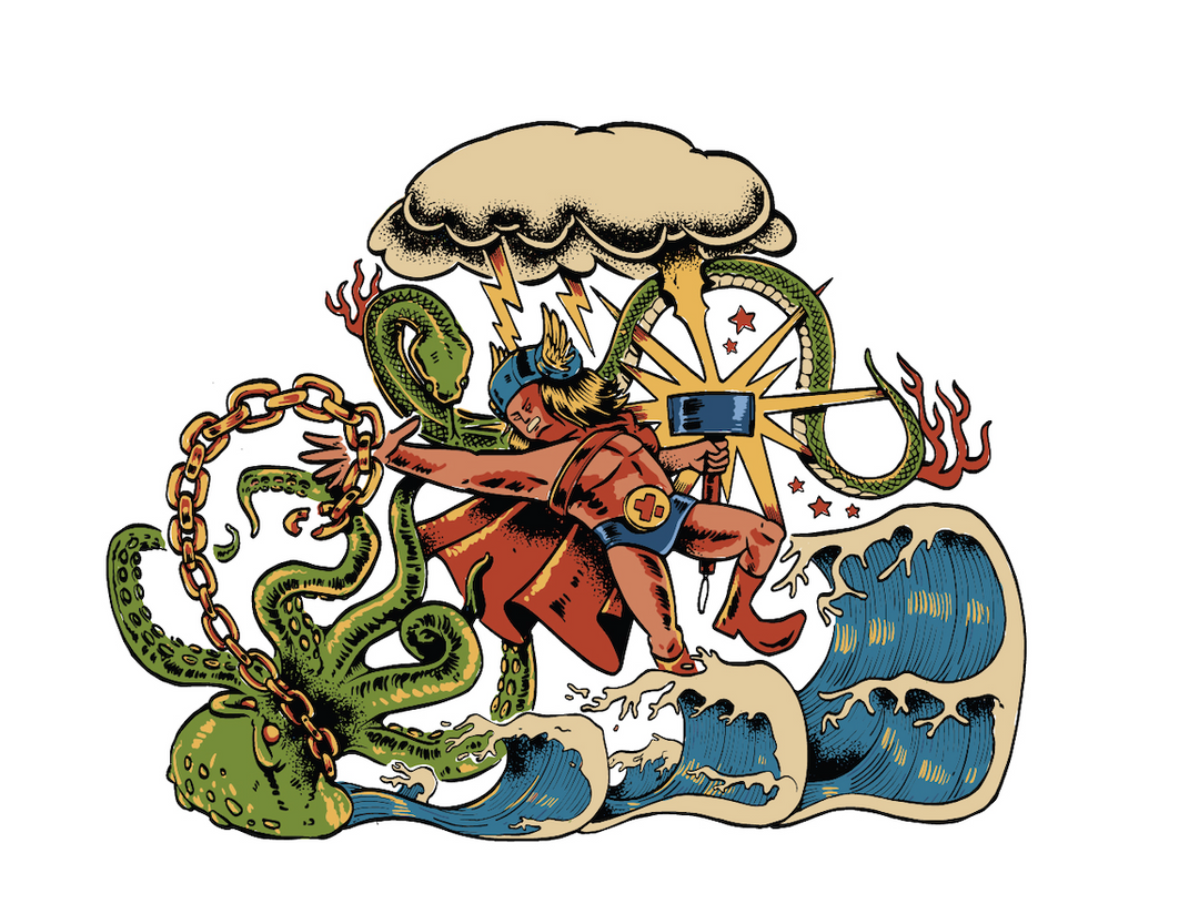 Thor - Limited Classic Edition Upper Arm Tattoo - boy Faire hammer lightning Live Ocean Octopus sea thor thunder full sleeve temporary tattoo for kids