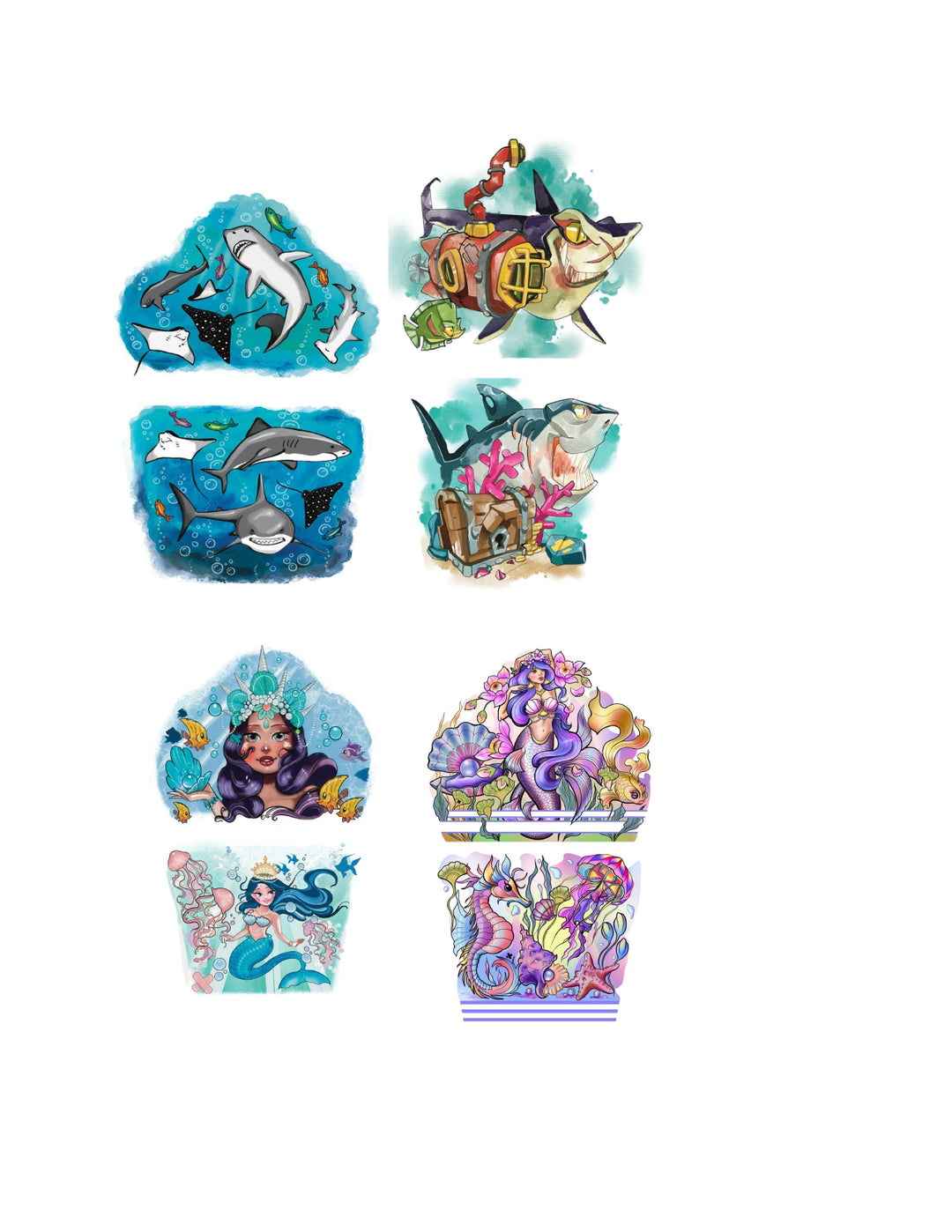 Sea You This Summer Full Sleeve Tattoo Bundle - Temporary Kids Tattoo Sleeve - fish great white shark Kids temporary tattoo kids temporary tattoos Mermaid mermaids ocean shark shark tattoo Sharks summer temporary tattoo temporary tattoo sleeve full sleeve temporary tattoo for kids