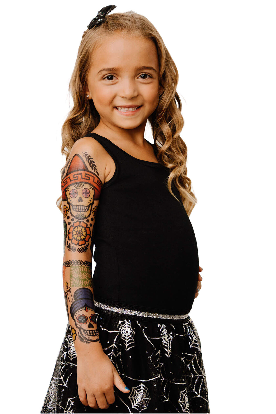 Sugar Skulls Full Sleeve Tattoo - Temporary Kids Tattoo Sleeve - boy day of the dead Faire full sleeve girl Halloween full sleeve temporary tattoo for kids
