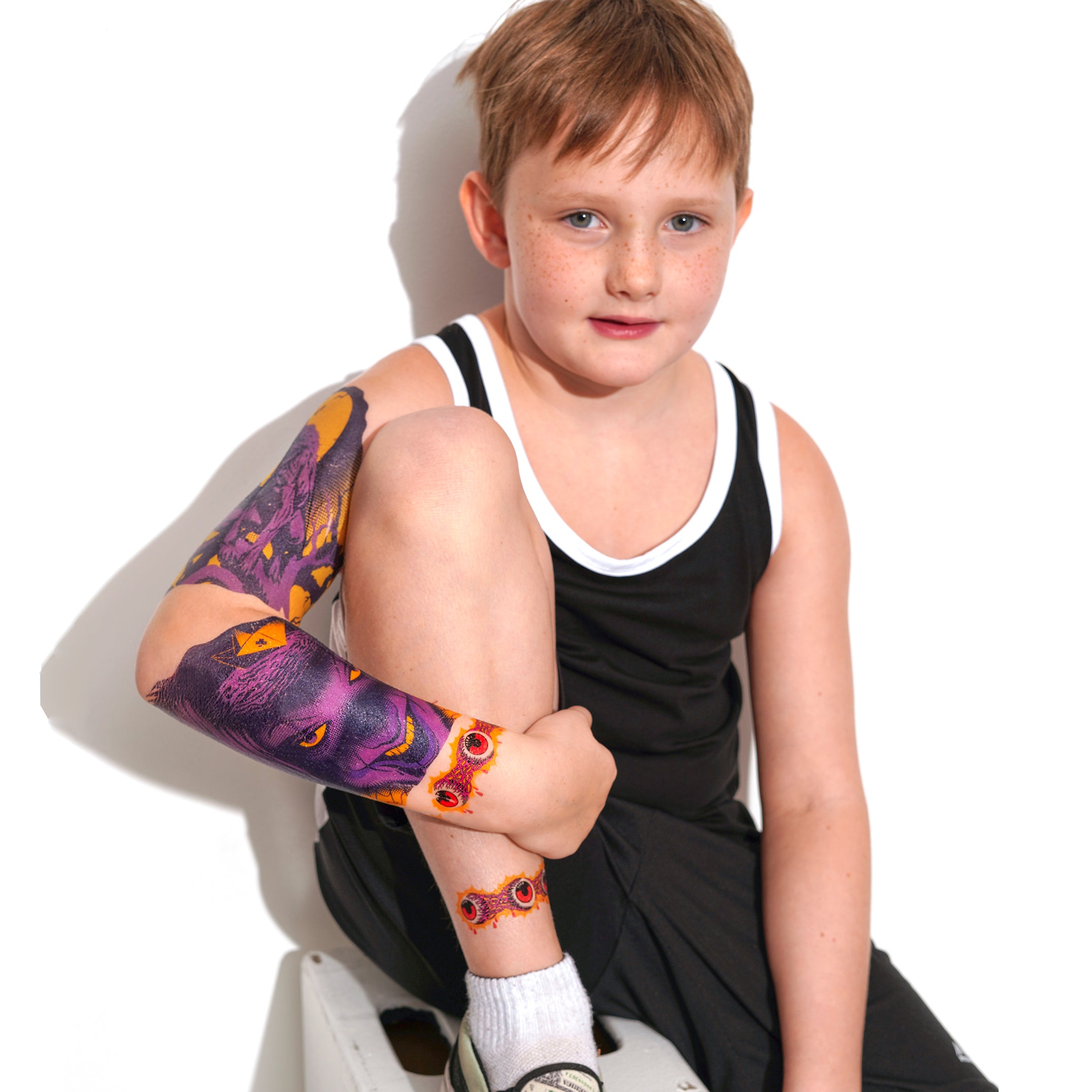 Terror Zone Full Sleeve Tattoo - boy clown full sleeve girl Halloween howl IT moon scary Stephen King temporary tattoo terror werewolf full sleeve temporary tattoo for kids