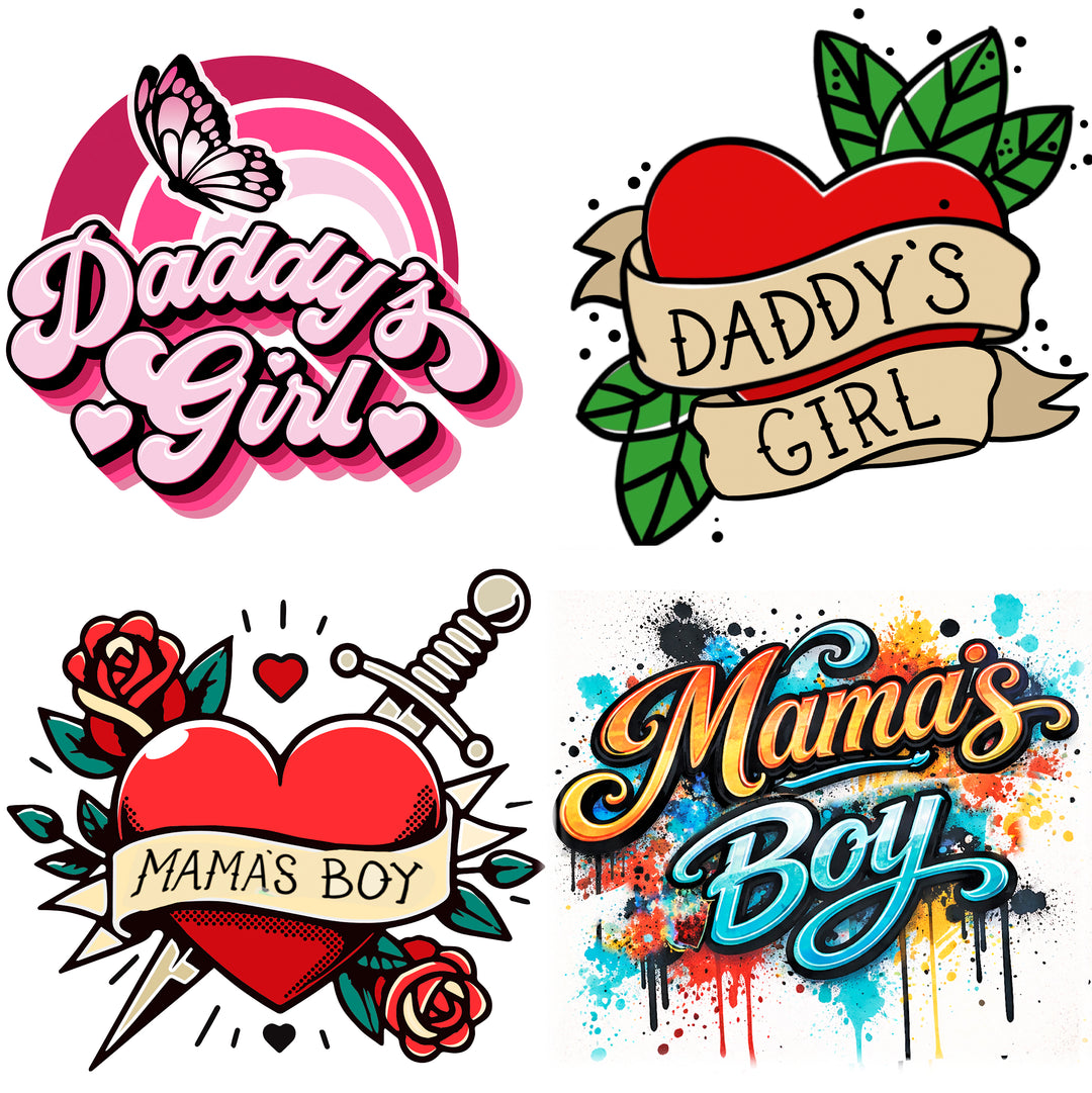The Favorite Child Tattoo Sheet - Temporary Kids Tattoo Sheet - flash sheet Heart heart tattoo Hearts Kids temporary tattoo kids temporary tattoos patchwork tattoo sheet full sleeve temporary tattoo for kids