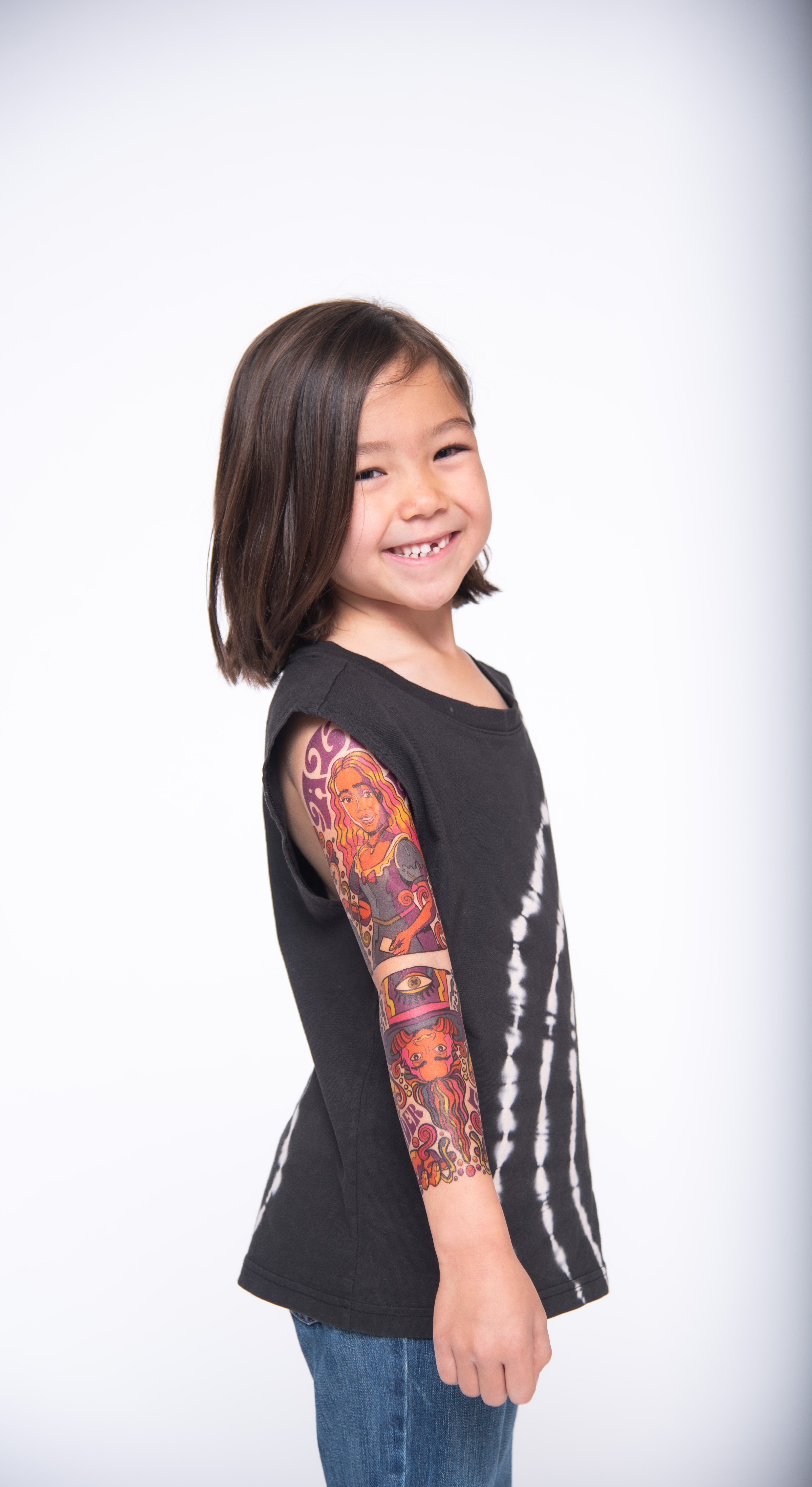 Alice Full Sleeve Tattoo - Temporary Kids Tattoo Sleeve - Alice Alice In Wonderland cat caterpillar Faire fantasy full sleeve girl Live queen temporary tattoo full sleeve temporary tattoo for kids