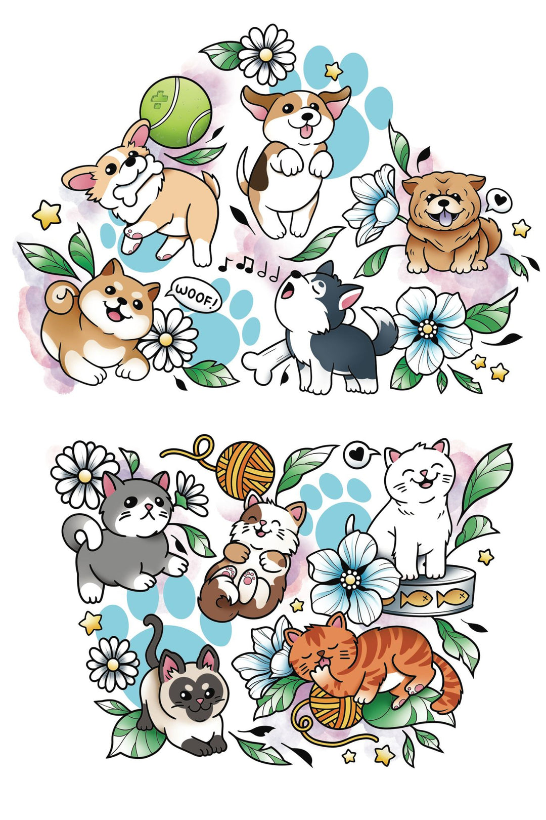 Best Furiends Full Sleeve Tattoo - animals cats dogs full sleeve kittens pets puppies temporary tattoo full sleeve temporary tattoo for kids