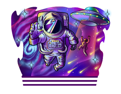 Cosmic Cruiser Full Sleeve Tattoo - Temporary Kids Tattoo Sleeve - alien astronaut boy explore flying saucer full sleeve Kate Shevtsova neo-traditional Rocket space spaceship full sleeve temporary tattoo for kids