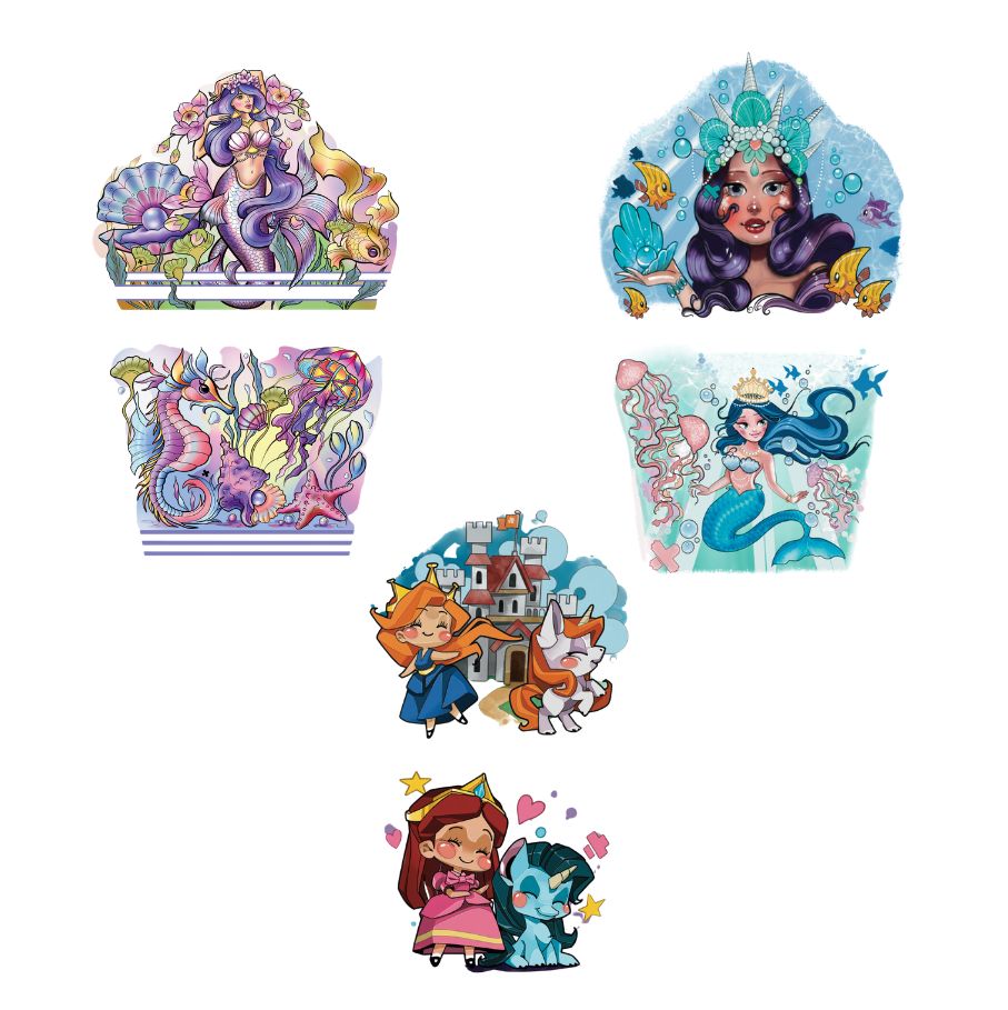 Fantasy Friends Full Sleeve Tattoo Bundle - Temporary Kids Tattoo Sleeve - bundle fantasy half sleeve Kids temporary tattoo kids temporary tattoos little mermaid lower sleeve Mermaid mermaids princess sleeves tattoo sleeve for kids temporary tattoo temporary tattoo band temporary tattoo sleeve unicorn Unicorns upper sleeve full sleeve temporary tattoo for kids
