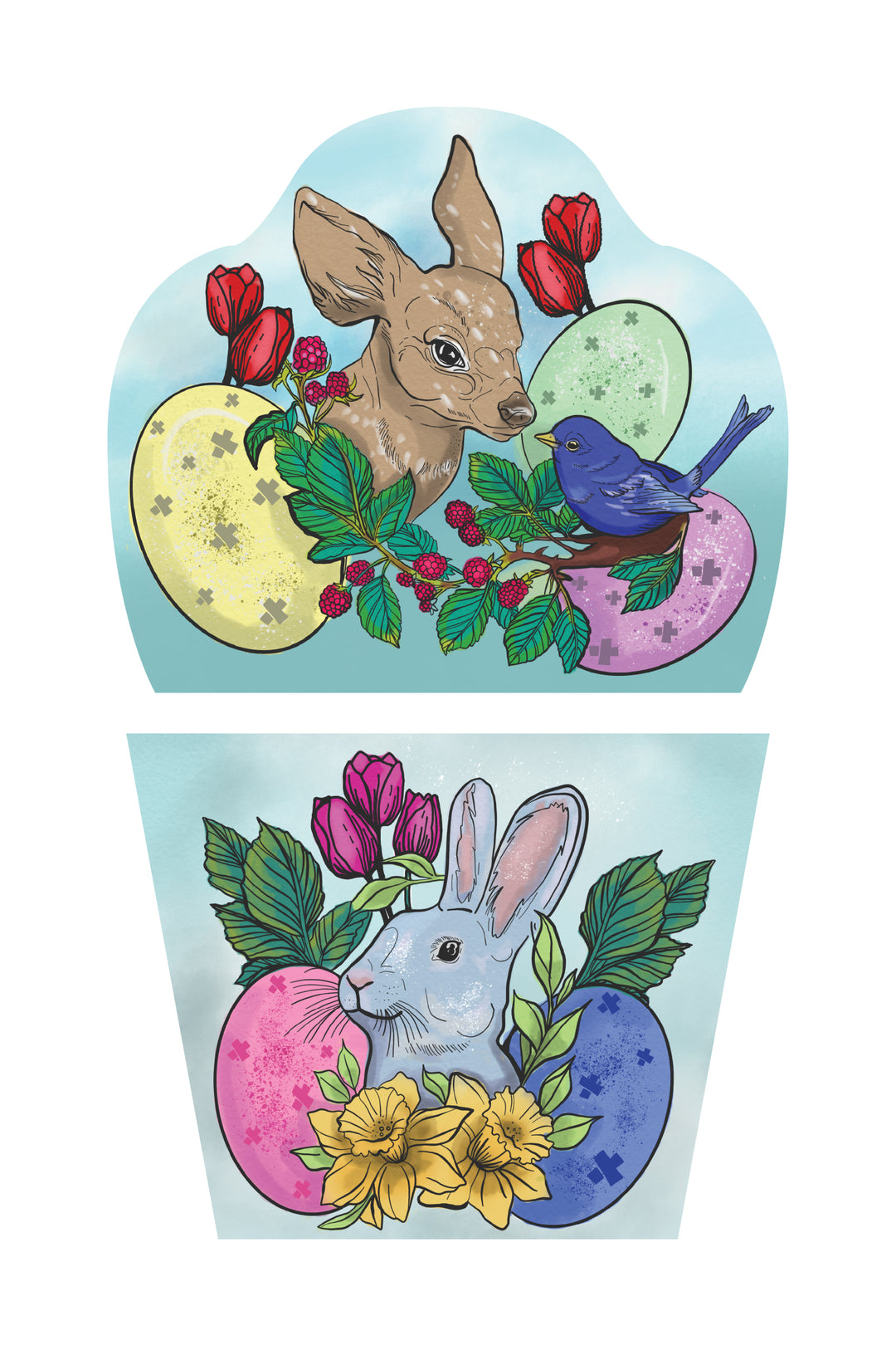 Hoppy Spring Full Sleeve Tattoo - animals bird bunny deer easter easter egg egg full sleeve girl holiday Jessica Unamuno Live nature rose roses YGroup_all full sleeve temporary tattoo for kids