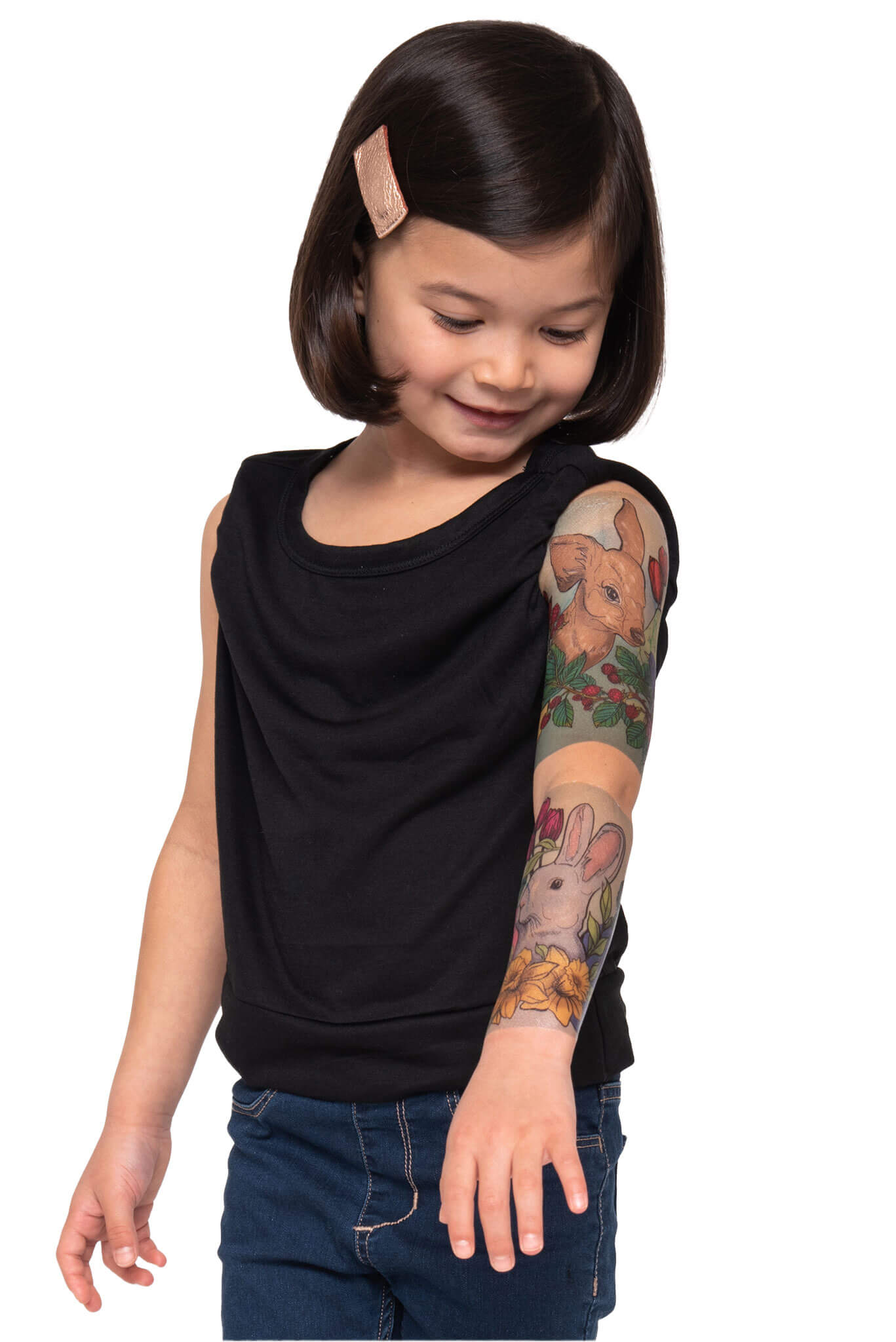 Hoppy Spring Full Sleeve Tattoo - animals bird bunny deer easter easter egg egg full sleeve girl holiday Jessica Unamuno Live nature rose roses YGroup_all full sleeve temporary tattoo for kids