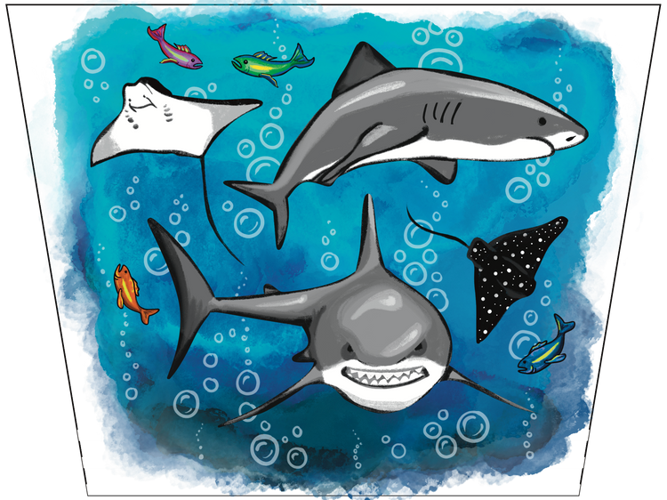 Lil' Jaws Full Sleeve Tattoo - full sleeve great white great white shark hammerhead jaws manta ray ocean shark Sharks spotted ray sting ray full sleeve temporary tattoo for kids