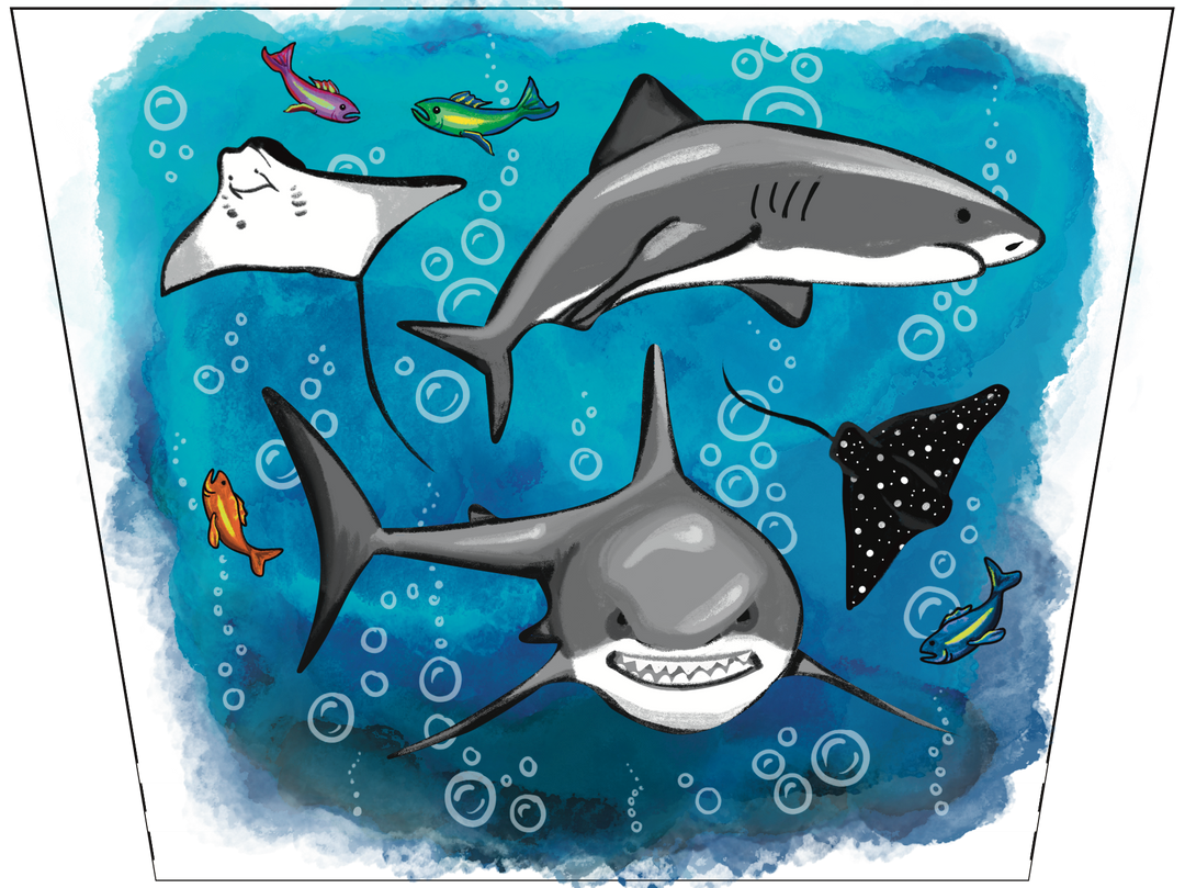 Lil' Jaws Full Sleeve Tattoo - full sleeve great white great white shark hammerhead jaws manta ray ocean shark Sharks spotted ray sting ray full sleeve temporary tattoo for kids