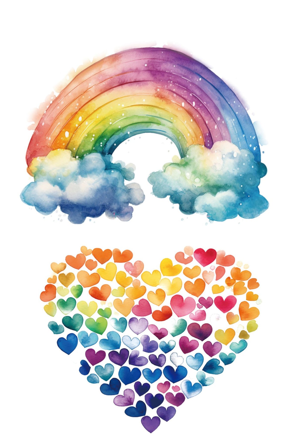 Rainbow Crush Full Sleeve Tattoo - Temporary Kids Tattoo Sleeve - full sleeve Heart Hearts Rainbow Rainbows temporary tattoo Valentine valentine's day full sleeve temporary tattoo for kids