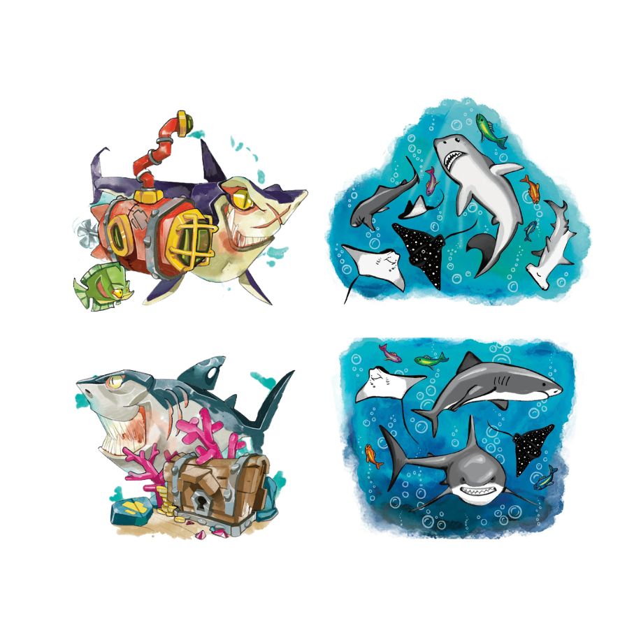 Shark Streak Full Sleeve Tattoo Bundle - Temporary Kids Tattoo Sleeve - great white shark Kids temporary tattoo kids temporary tattoos shark shark tattoo Sharks temporary tattoo temporary tattoo sleeve full sleeve temporary tattoo for kids