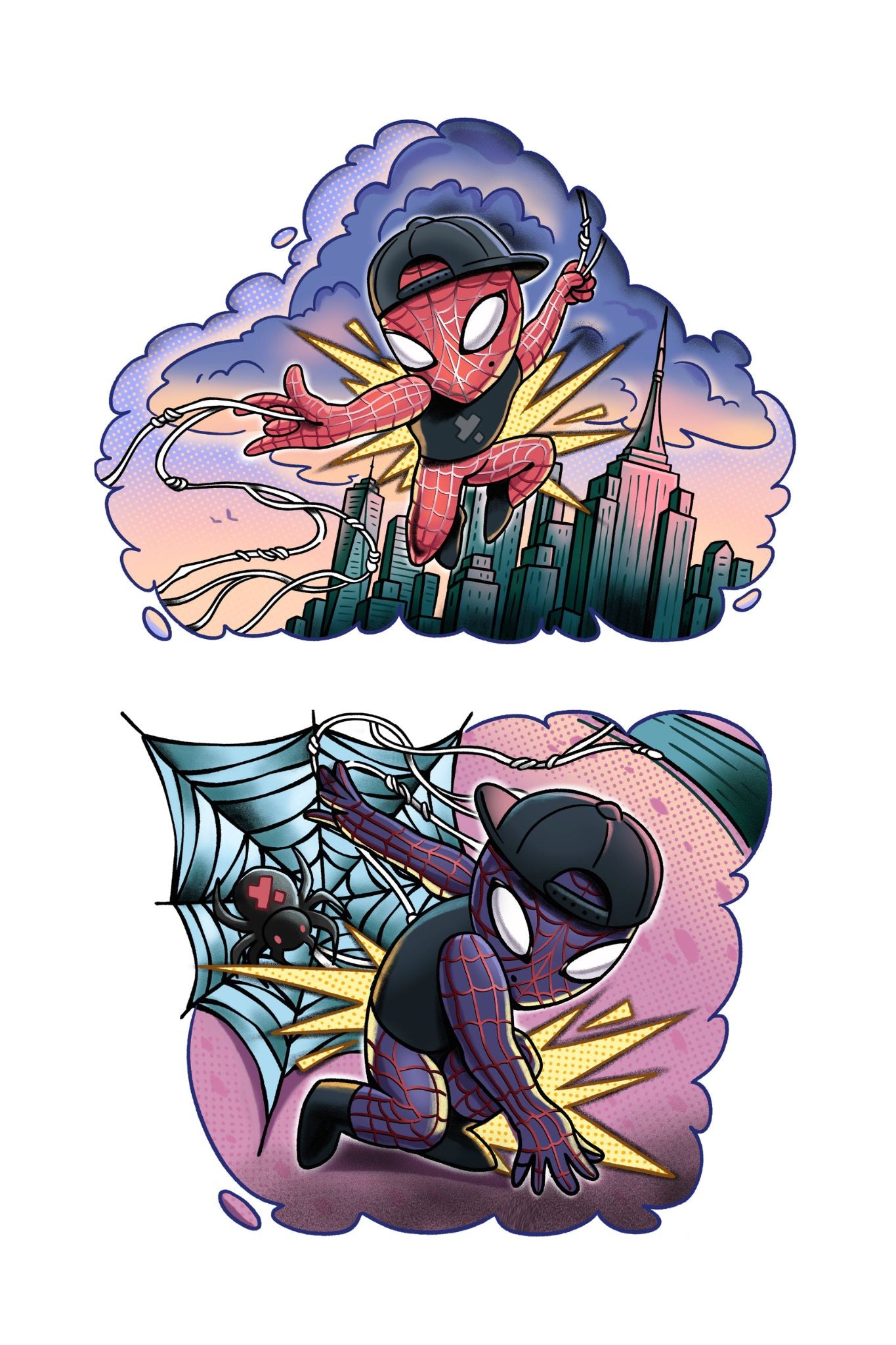 Spider-Ray Full Sleeve Tattoo - Temporary Kids Tattoo Sleeve - dark night full sleeve marvel pop art spider spider web spider-man spidey super superhero full sleeve temporary tattoo for kids