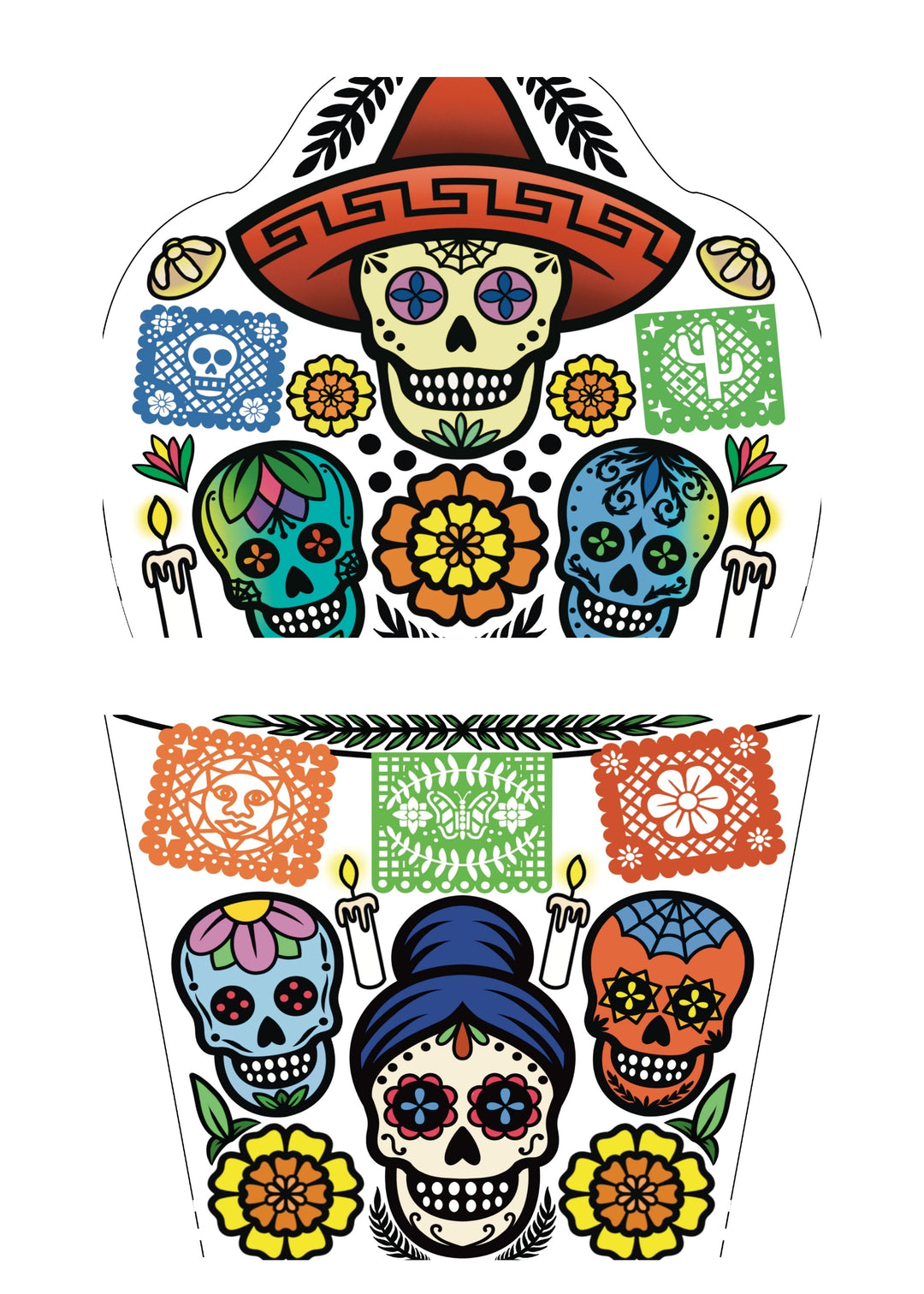 Sugar Skulls Full Sleeve Tattoo - Temporary Kids Tattoo Sleeve - boy day of the dead Faire full sleeve girl Halloween full sleeve temporary tattoo for kids