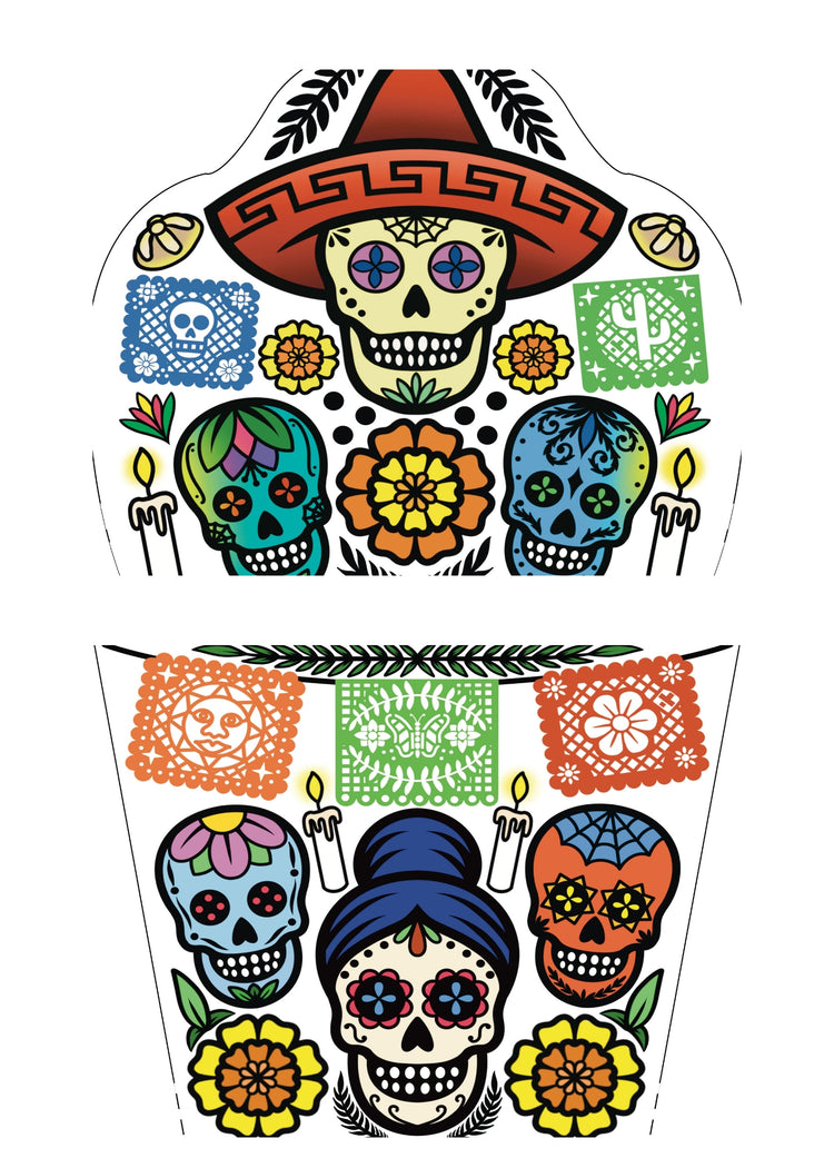 Sugar Skulls Full Sleeve Tattoo - Temporary Kids Tattoo Sleeve - boy day of the dead Faire full sleeve girl Halloween full sleeve temporary tattoo for kids