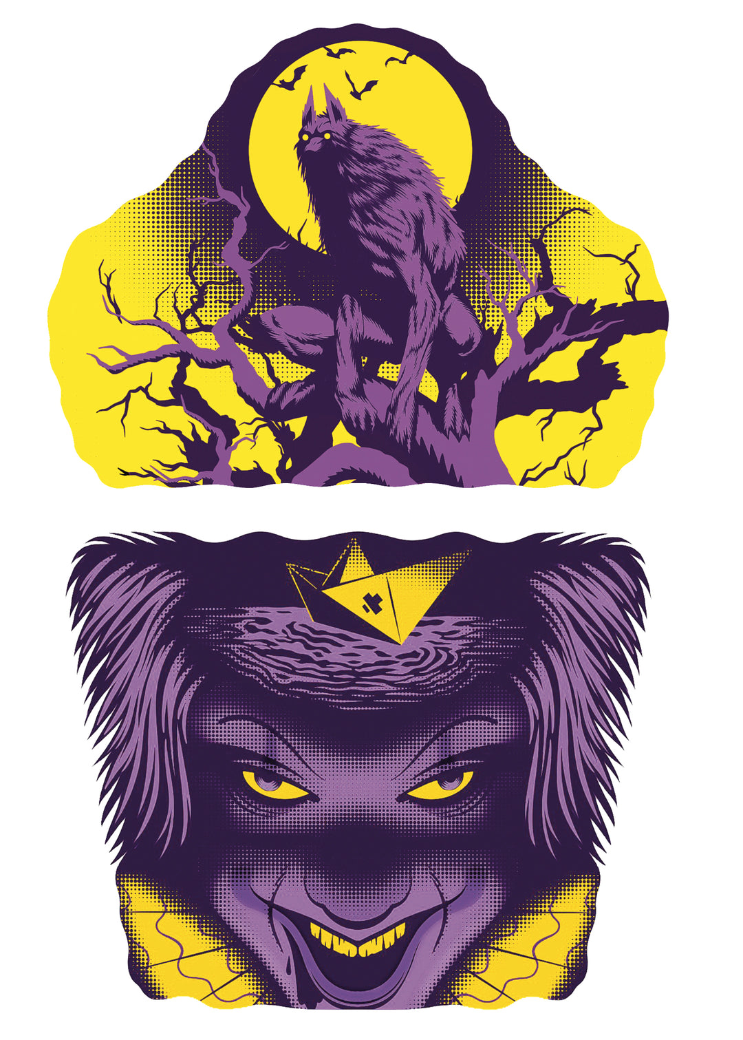 Terror Zone Full Sleeve Tattoo - boy clown full sleeve girl Halloween howl IT moon scary Stephen King temporary tattoo terror werewolf full sleeve temporary tattoo for kids