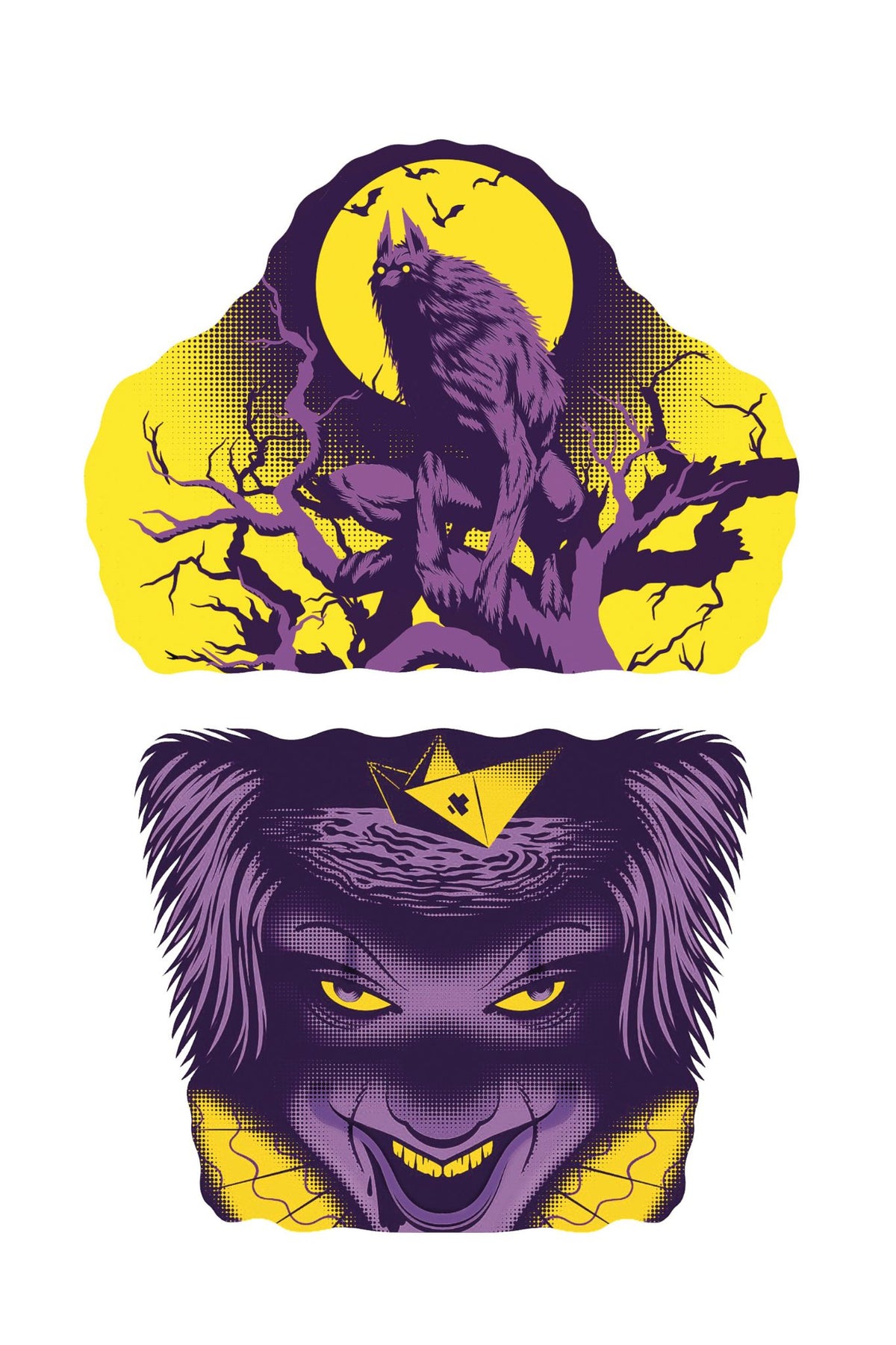 Terror Zone Full Sleeve Tattoo - Temporary Kids Tattoo Sleeve - boy clown full sleeve girl Halloween howl IT moon scary Stephen King temporary tattoo terror werewolf full sleeve temporary tattoo for kids