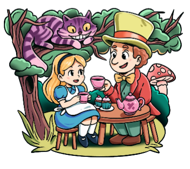 Wonderland Full Sleeve Tattoo - Alice Alice In Wonderland drink me full sleeve Lewis Carroll literature mad hatter rabbit hole shrinking story story book tea party full sleeve temporary tattoo for kids