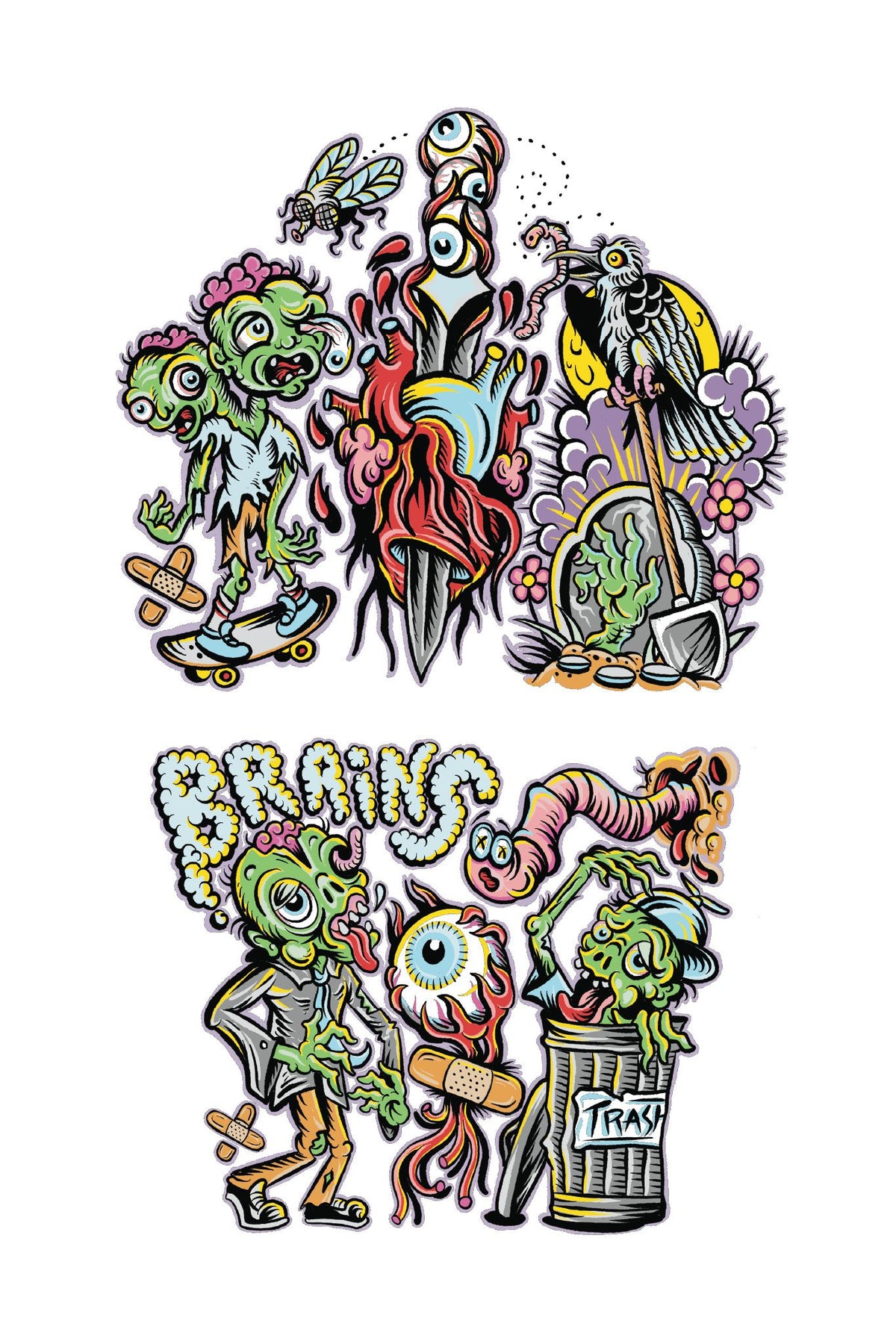 Zombie Outbreak Full Sleeve Tattoo - Temporary Kids Tattoo Sleeve - apocalypse best seller boy Faire full sleeve Halloween horror scary skateboard skater Spray Paint undead Zombie Zombies full sleeve temporary tattoo for kids
