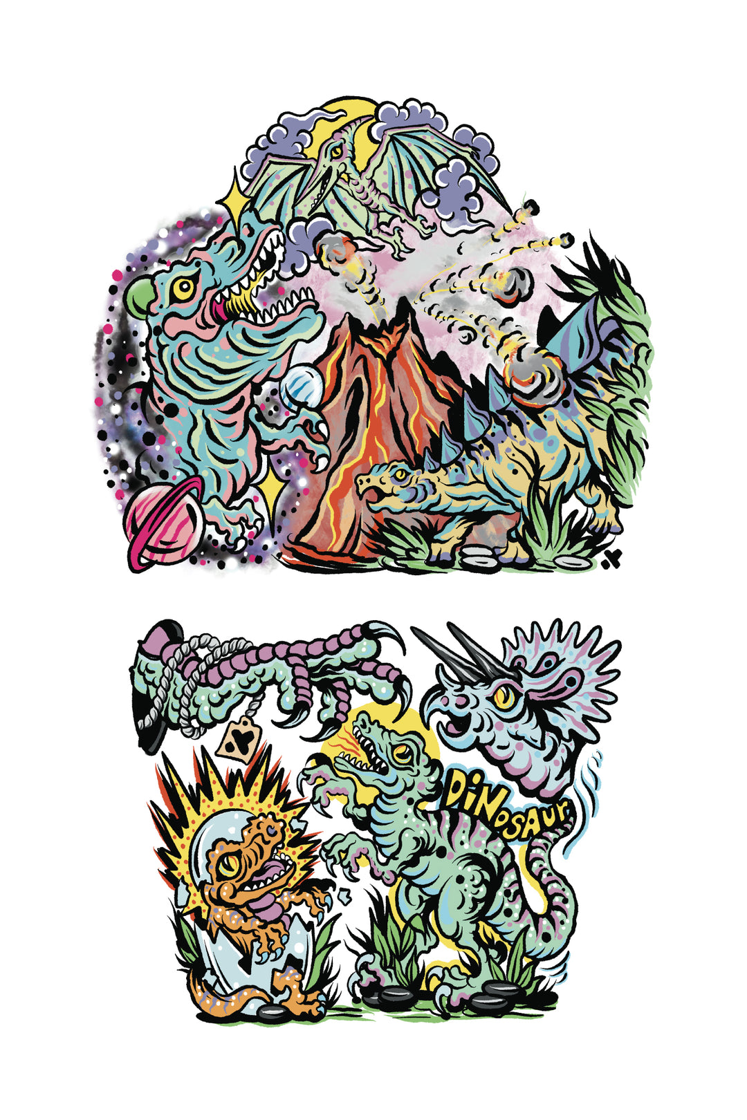 Dinosaur Boom Full Sleeve Tattoo - boy dino dinos dinosaur dinosaurs fossils full sleeve trex tyrannosaurus rex full sleeve temporary tattoo for kids