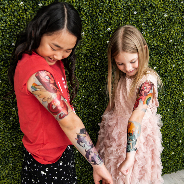 Dreamland Full Sleeve Tattoo - best seller dream full sleeve girl graffiti Horses Live Pegasus Pony Rainbow Rainbows Uncl Paul unicorn Unicorns full sleeve temporary tattoo for kids