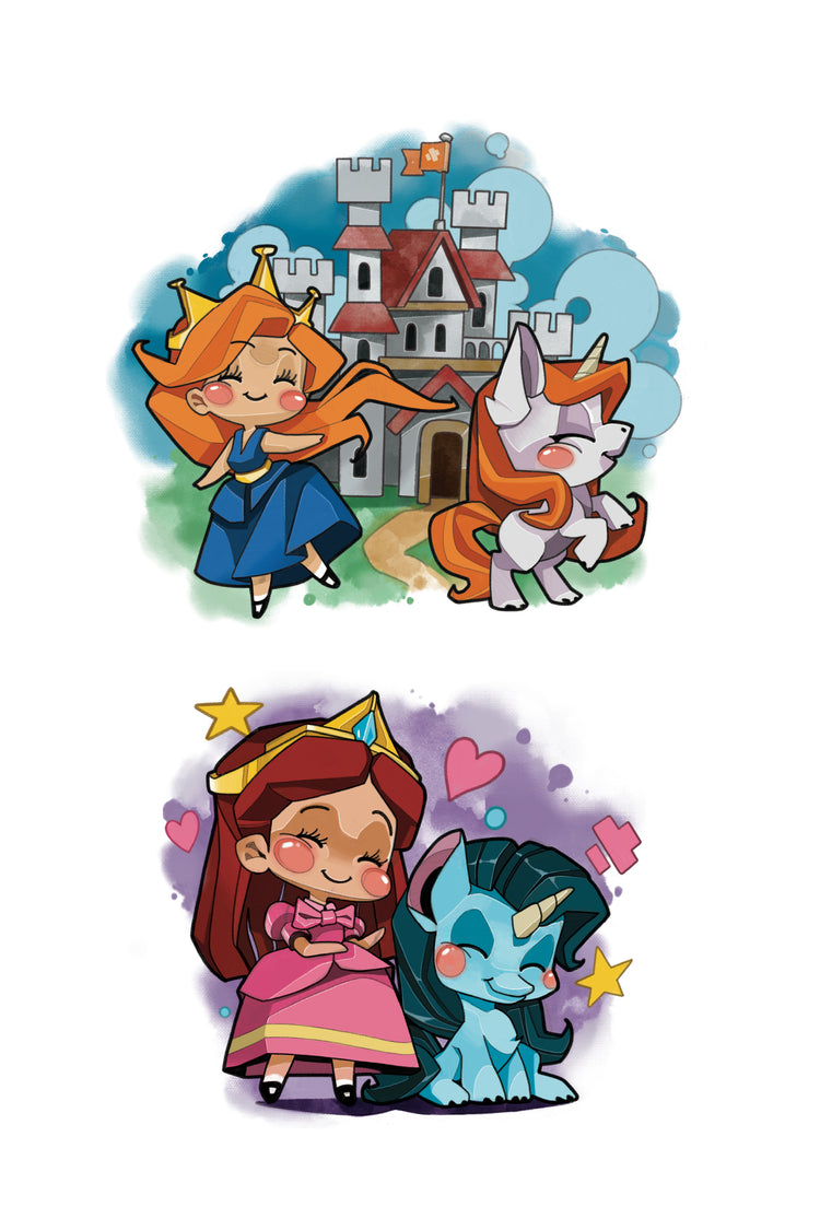 Princess Unicorn Full Sleeve Tattoo - blue castle cute fantasy full sleeve girl girls Girly Designs Heart Hearts pink princess purple star Uncl Paul unicorn Unicorns full sleeve temporary tattoo for kids