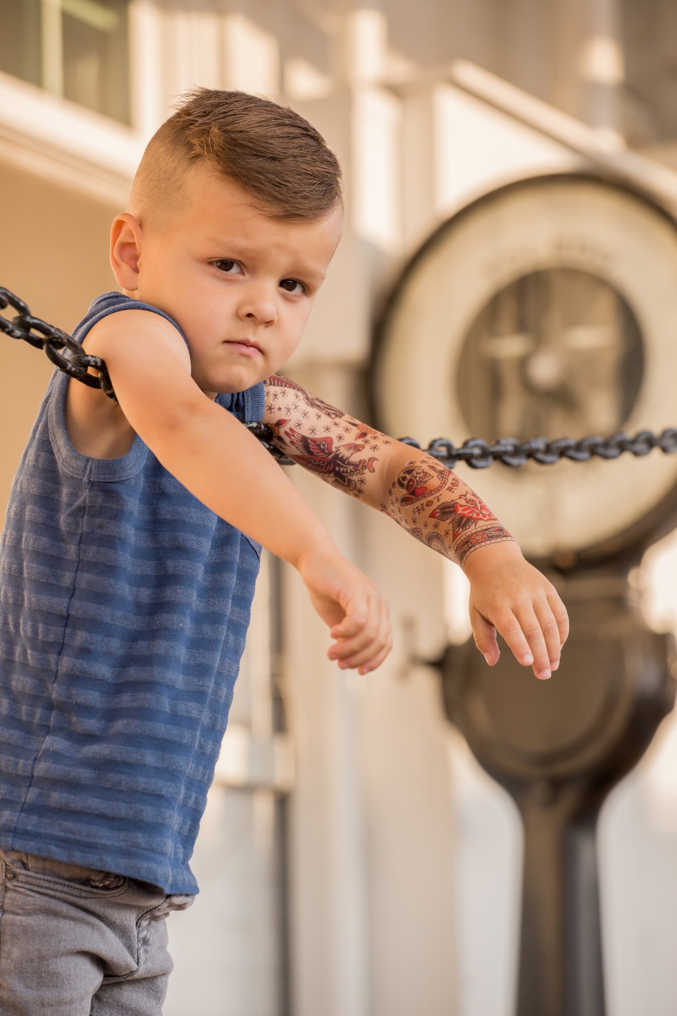 Hot Rod Full Sleeve Tattoo - automotive boy Engine full sleeve hot rod motorcycle Phil Hatchet Yau rider traditional wheels full sleeve temporary tattoo for kids